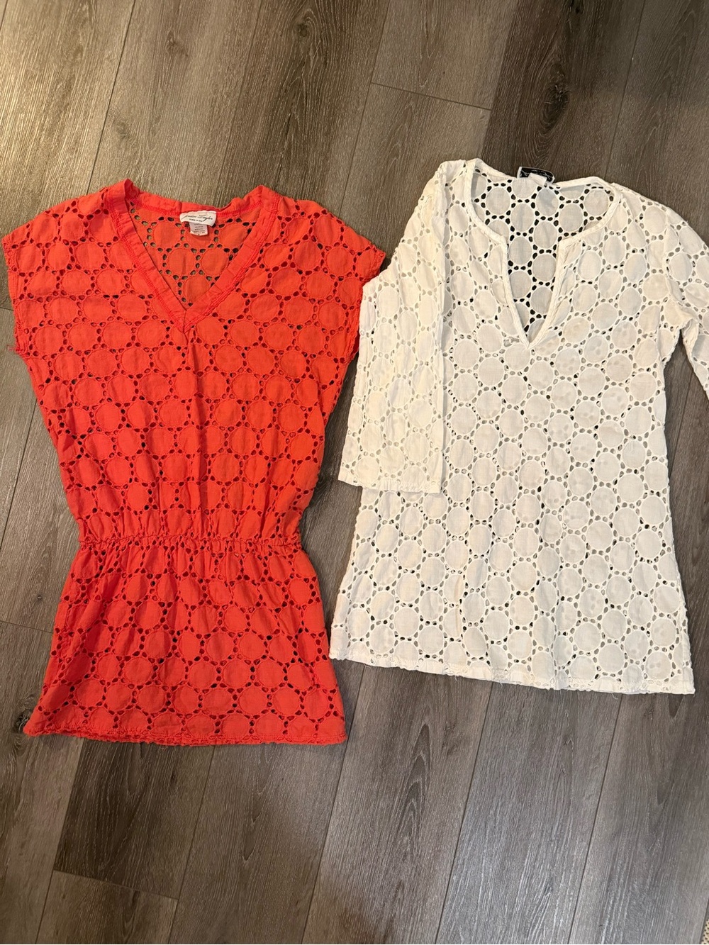 2 Jordan Taylor Circle Eyelet Swim Coverup Beach Dress Size Small Orange White